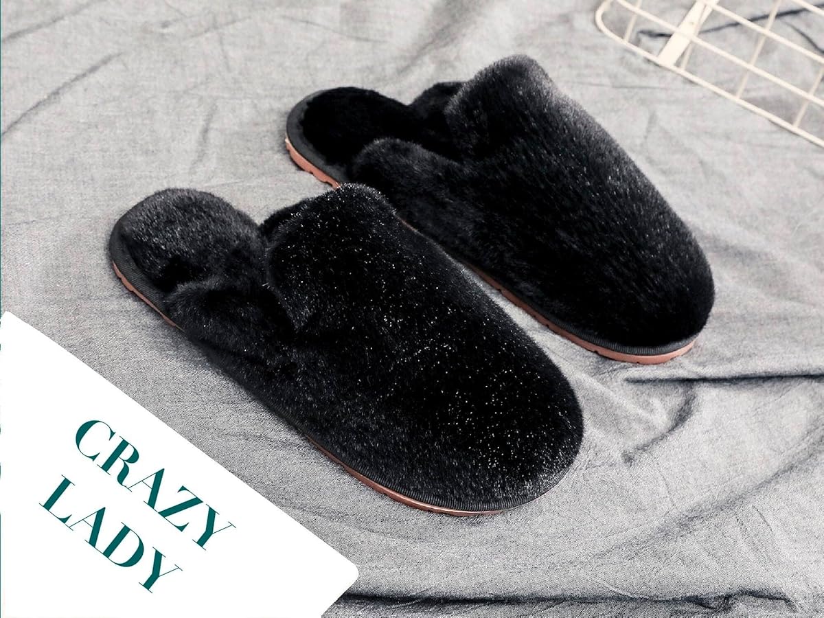 Amazon.com | Crazy Lady Women's Fuzzy House Memory Foam